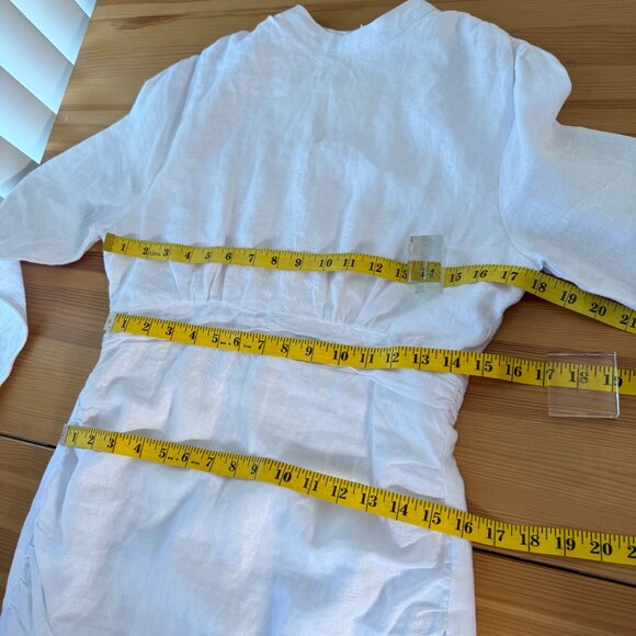 DISSH 100% Linen White Mini Dress Beach Long Sleeve AU 10 = US 6 - Picture 6 of 10